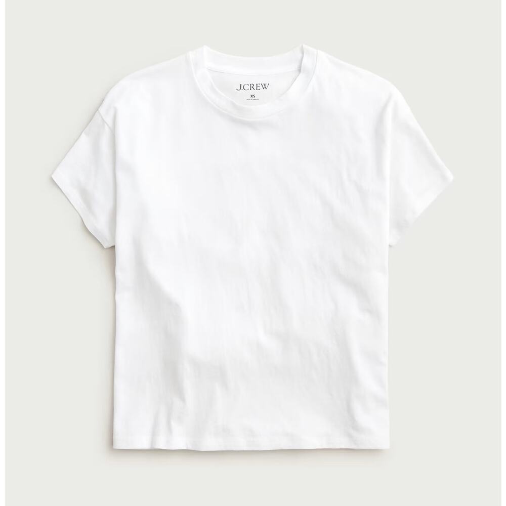 J.Crew Feather Jersey Cropped Cotton T-Shirt White Size XS NWT